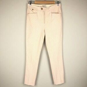 NWOT Anthropologie High Rise Cotton Blend Stretchy Stripped Pants